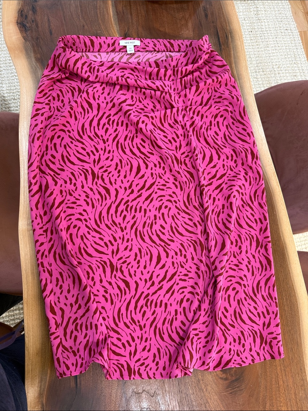 Nine West Hot Pink and Black Animal Print Swim Cover-Up Skirt
